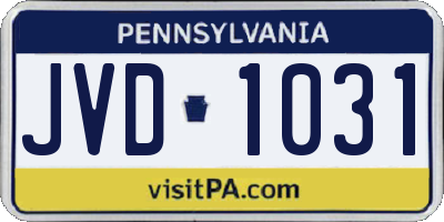 PA license plate JVD1031
