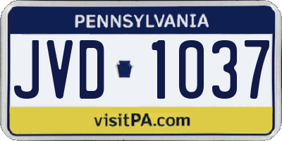 PA license plate JVD1037