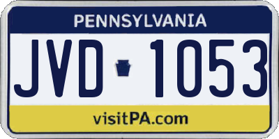 PA license plate JVD1053