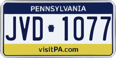 PA license plate JVD1077