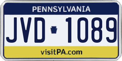 PA license plate JVD1089