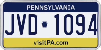 PA license plate JVD1094