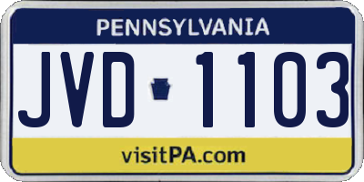 PA license plate JVD1103