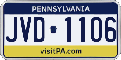 PA license plate JVD1106