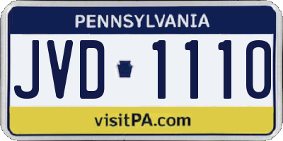PA license plate JVD1110