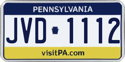 PA license plate JVD1112