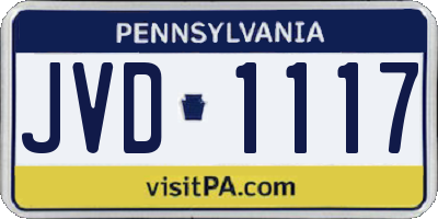PA license plate JVD1117