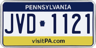 PA license plate JVD1121
