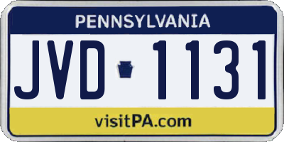 PA license plate JVD1131