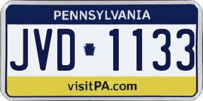 PA license plate JVD1133