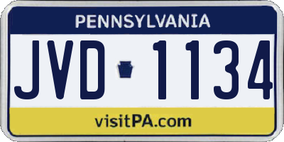 PA license plate JVD1134