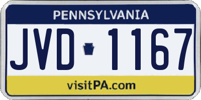 PA license plate JVD1167