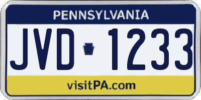 PA license plate JVD1233