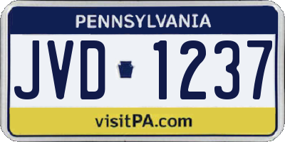 PA license plate JVD1237