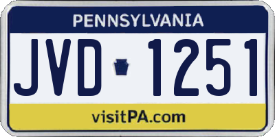 PA license plate JVD1251