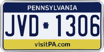 PA license plate JVD1306