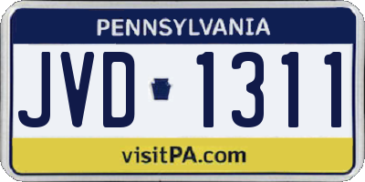 PA license plate JVD1311