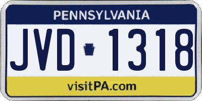 PA license plate JVD1318