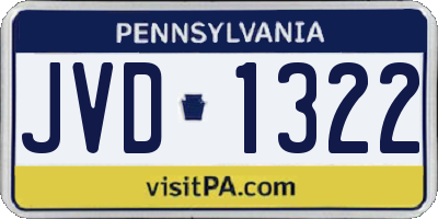 PA license plate JVD1322