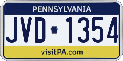 PA license plate JVD1354