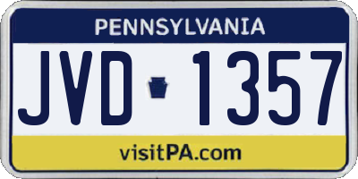 PA license plate JVD1357