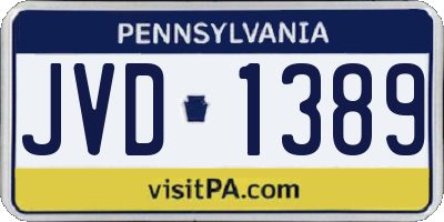 PA license plate JVD1389