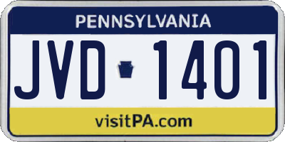 PA license plate JVD1401