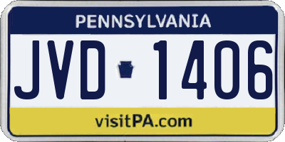 PA license plate JVD1406