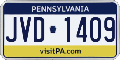 PA license plate JVD1409