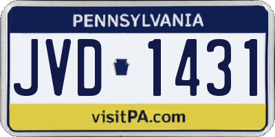 PA license plate JVD1431
