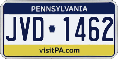PA license plate JVD1462