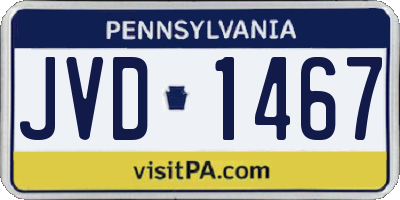 PA license plate JVD1467