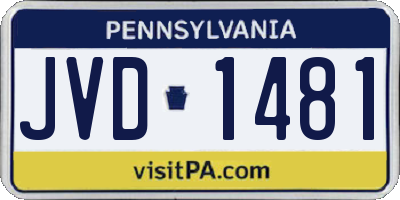 PA license plate JVD1481