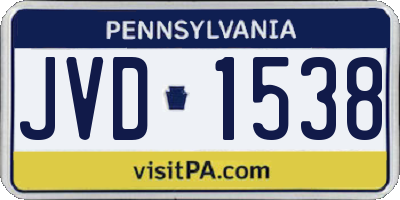 PA license plate JVD1538