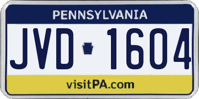 PA license plate JVD1604
