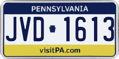 PA license plate JVD1613