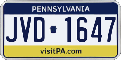 PA license plate JVD1647