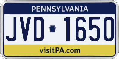 PA license plate JVD1650