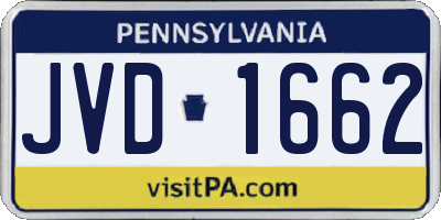 PA license plate JVD1662