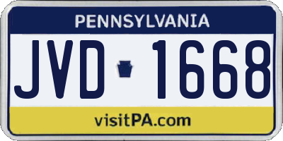 PA license plate JVD1668