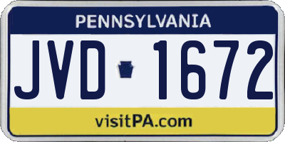PA license plate JVD1672