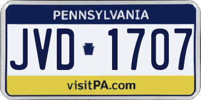 PA license plate JVD1707