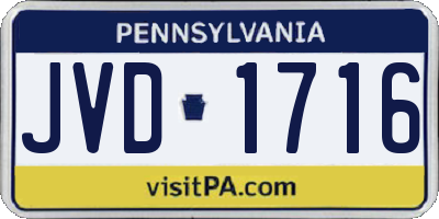 PA license plate JVD1716