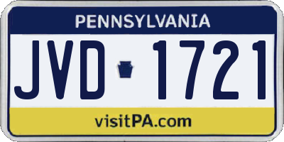PA license plate JVD1721