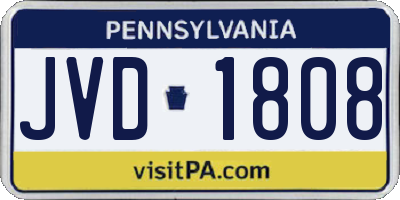 PA license plate JVD1808