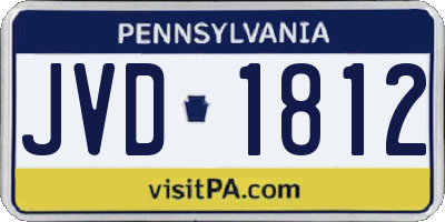 PA license plate JVD1812