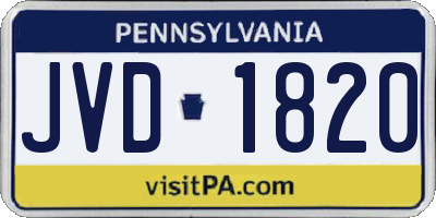 PA license plate JVD1820