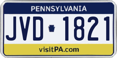 PA license plate JVD1821