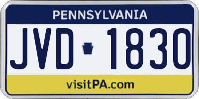 PA license plate JVD1830
