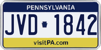 PA license plate JVD1842